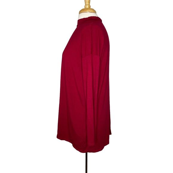 EILEEN FISHER Viscose Jersey Red High Neck Long Sleeve Top Size XS Stretch - Picture 2 of 10